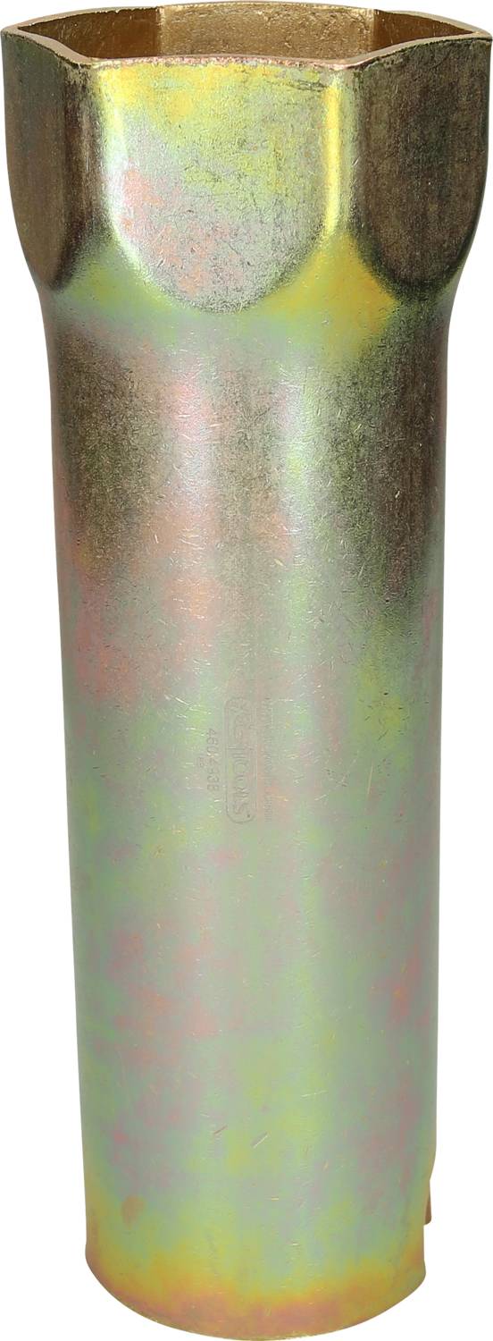 Metallisches Rohr mit leicht reflektierender Oberfläche, zylindrisch und glatt, möglicherweise ein technisches Bauteil oder Werkzeug.