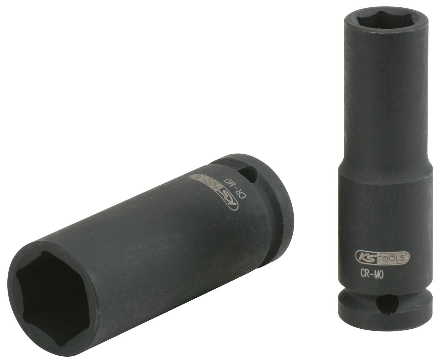 Zwei schwarze Schraubnüsse aus Metall, stehend und liegend, mit der Aufschrift 'KS TOOLS'.