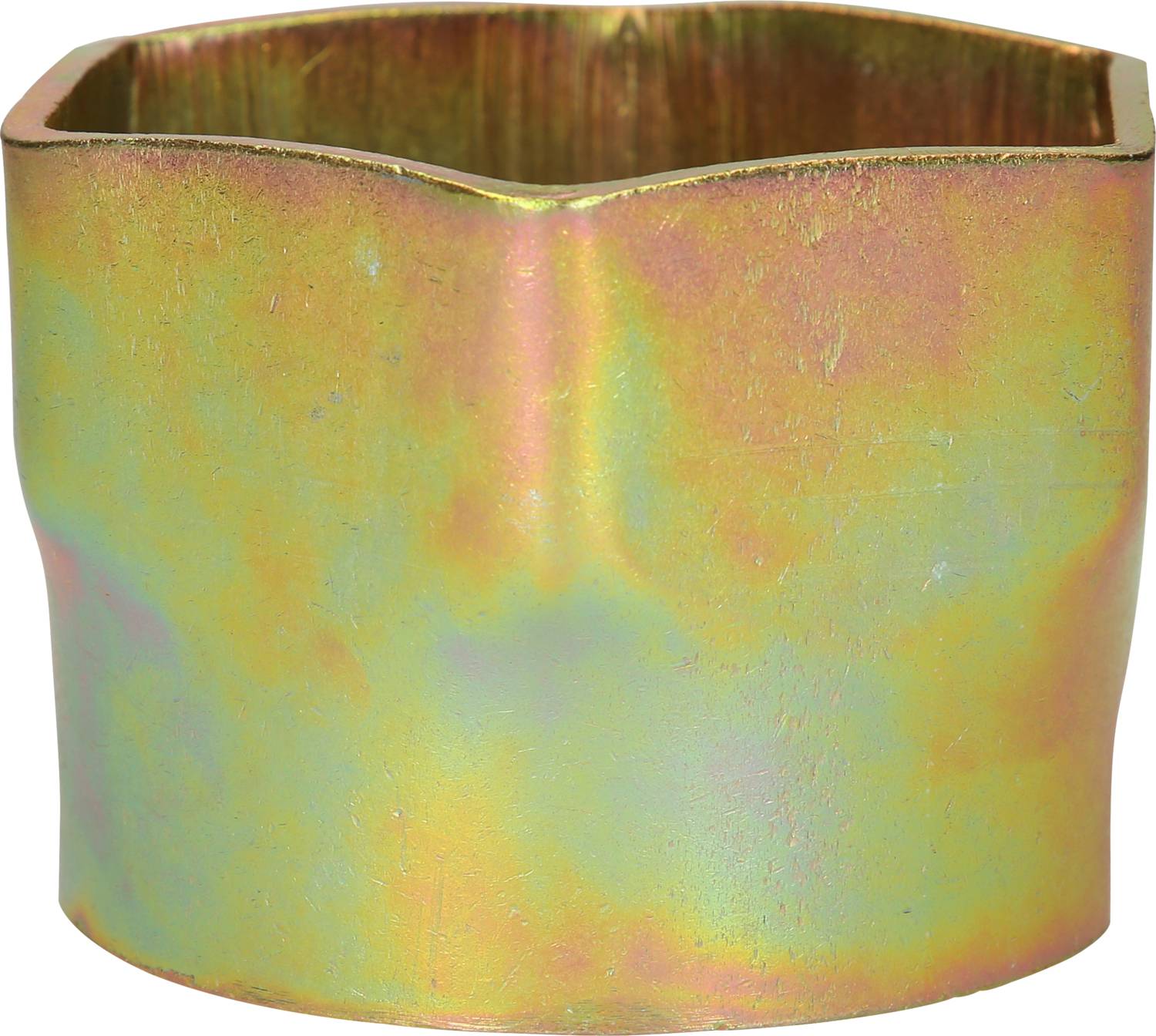 Ein zylinderförmiges, goldenes Metallstück mit glatter Oberfläche und leichtem Farbverlauf.