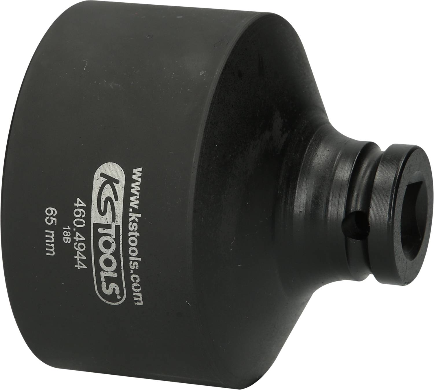 Ein schwarzer Steckschlüssel von KS Tools, Modellnummer 46 4944, 65 mm Durchmesser.