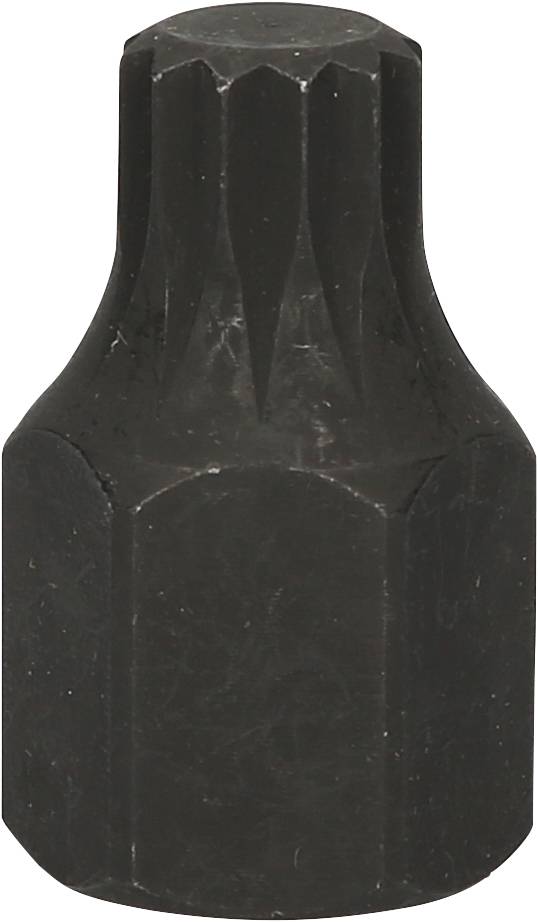 Ein schwarzer Stufenschlüssel, sechseckige Form, aus Metall. Hauptsächlich für das Lösen oder Festziehen von Schrauben konzipiert.