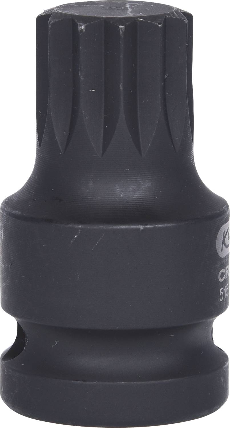Ein schwarzer Steckschlüsseleinsatz mit vierzehneckigem Profil, oft verwendet für den Antrieb von Schraubverbindungen in der Mechanik.