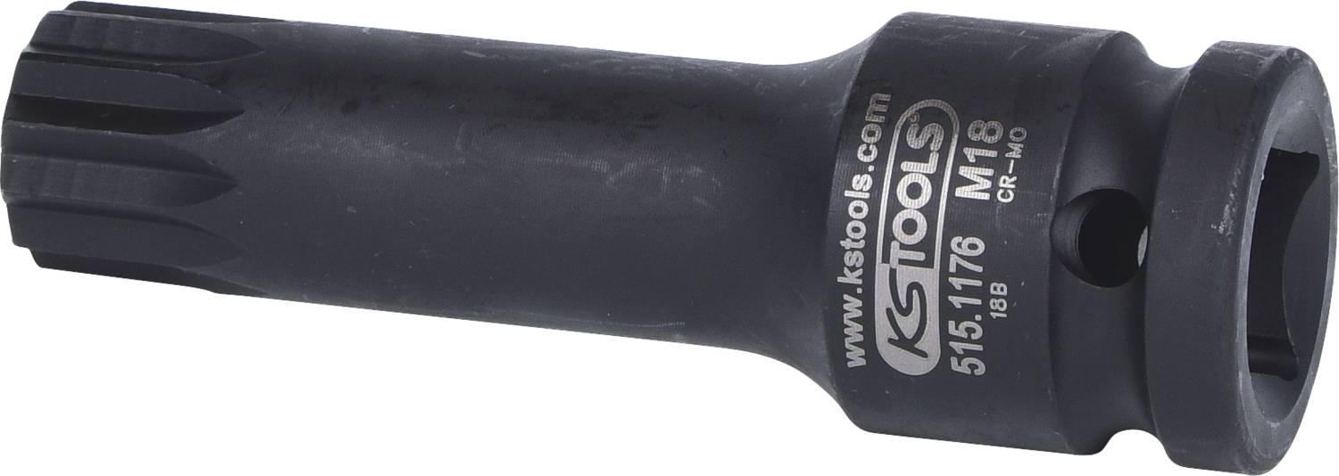 Steckschlüsseleinsatz von KS Tools, Modellnummer 515.1178, M18, aus schwarzem Metall mit gerändelter Oberfläche.