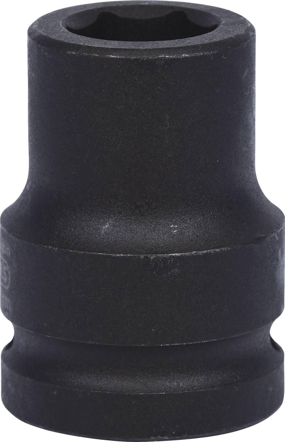 Ein schwarzes Steckschlüssel-Bit mit sechskantiger Öffnung. Verwendet zum Festziehen oder Lösen von Schrauben und Muttern in Maschinen.