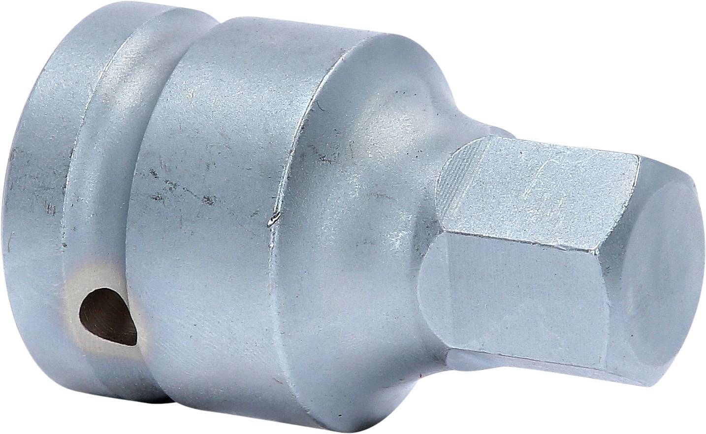 Metalladapter mit zylindrischem Körper und sechseckigem Kopf, verwendet zum Verbinden von Werkzeugen mit verschiedenen Antrieben.