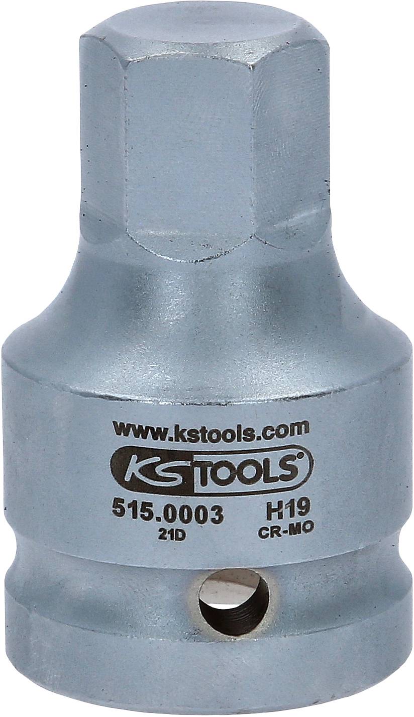 Metallischer Stecknussadapter mit Firmenlogo 'KSTools', Modellnummer '515.0003', und Online-Adresse 'www.kstools.com'.