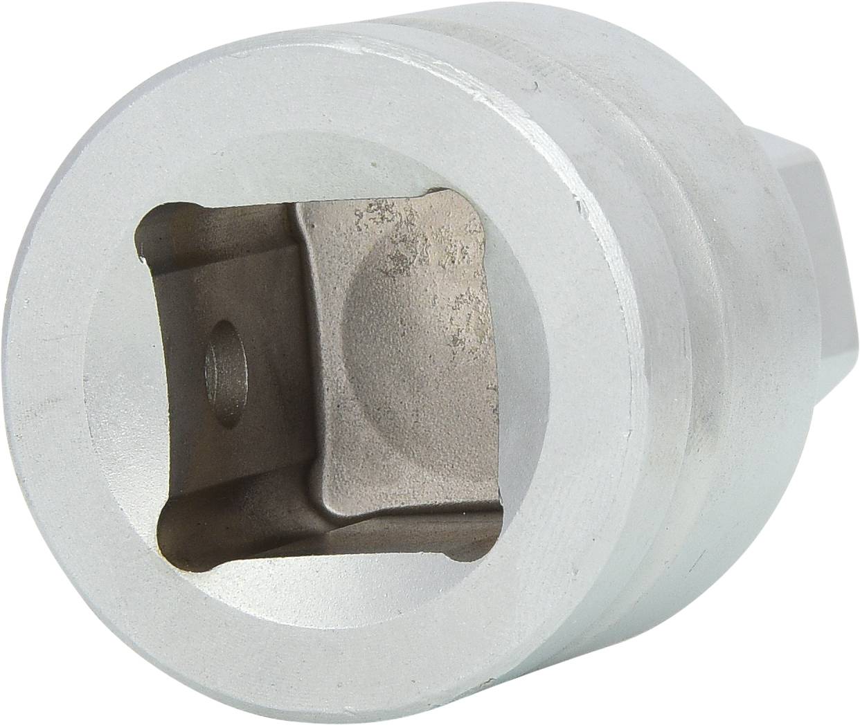 Metallisches Werkzeug mit einer quadratischen Aufnahme und rundem Körper, oft verwendet für spezifische mechanische Arbeiten.