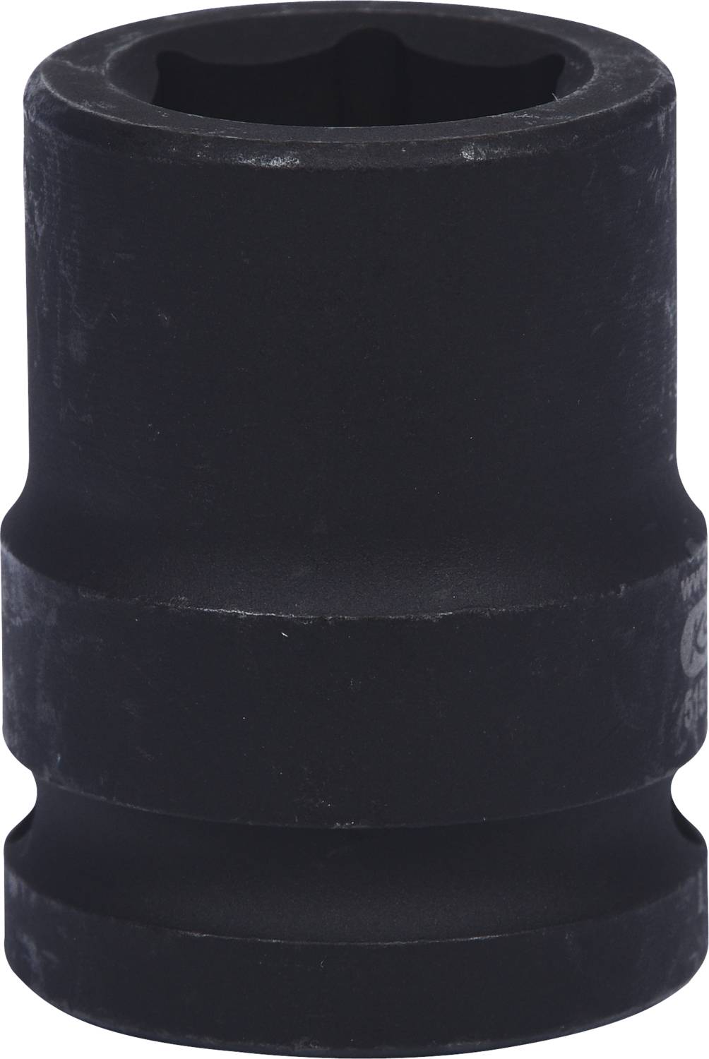 Schwarze Sechskant-Stecknuss aus Metall, möglicherweise für Werkzeuge wie einen Schlagschrauber verwendet.
