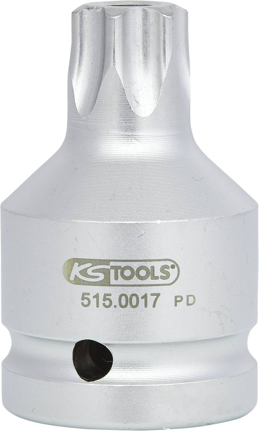 Steckschlüsseleinsatz mit Torx-Profil von KS Tools, Modellnummer 515.0017, silberfarben. Geeignet für mechanische Anwendungen.