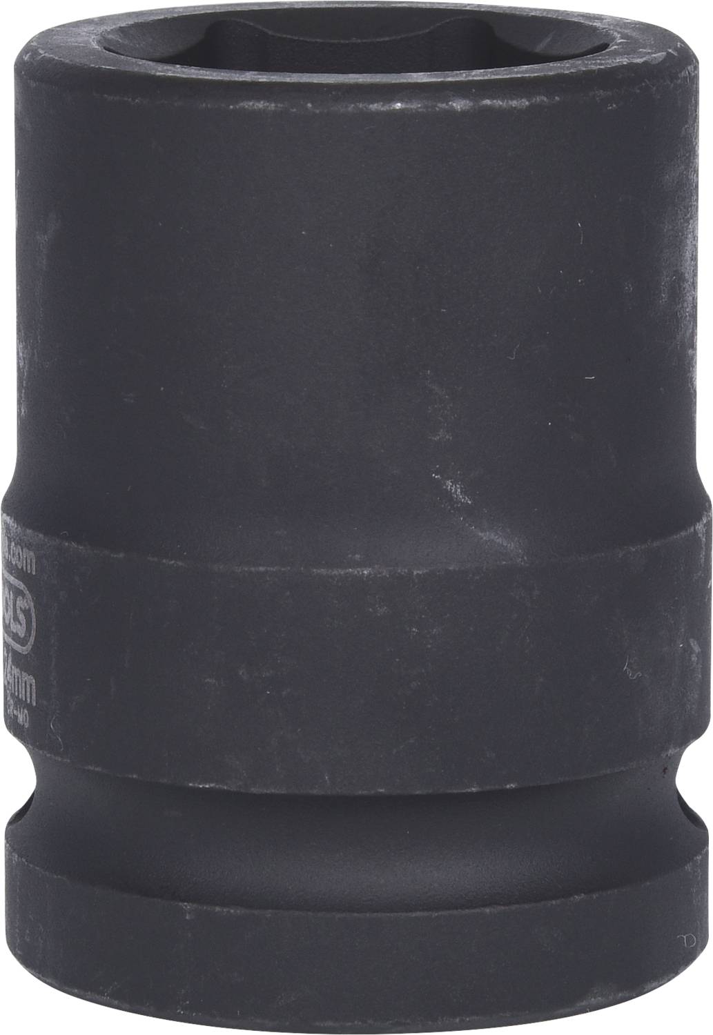 Bild eines schwarzen Schraubenschlüsselsaufsatzes in zylindrischer Form, verwendet zum Festziehen oder Lösen von Muttern und Schrauben.