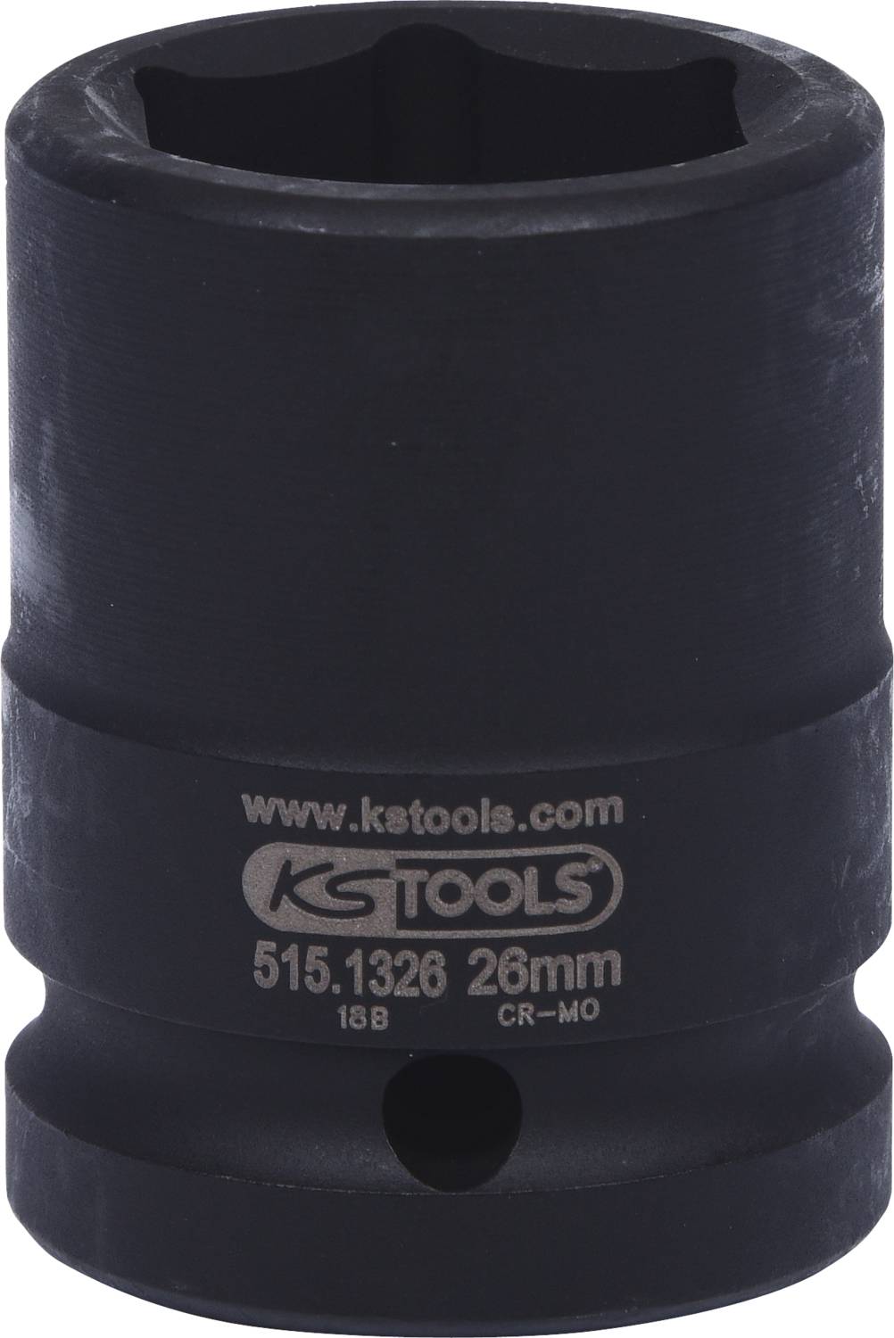Steckschlüssel 26 mm, schwarz, Marke KS Tools, Artikelnummer 515.1326, geeignet für Schraubenarbeiten.