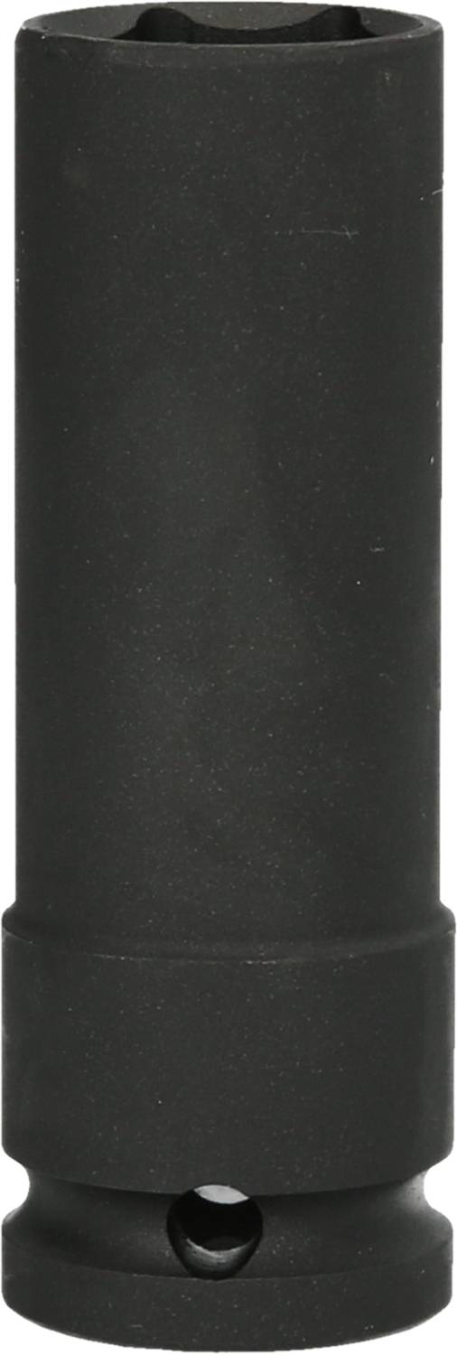 Ein schwarzer zylindrischer Metalladapter, wahrscheinlich ein Zubehörteil für Werkzeug- oder Maschinenverbindungen.