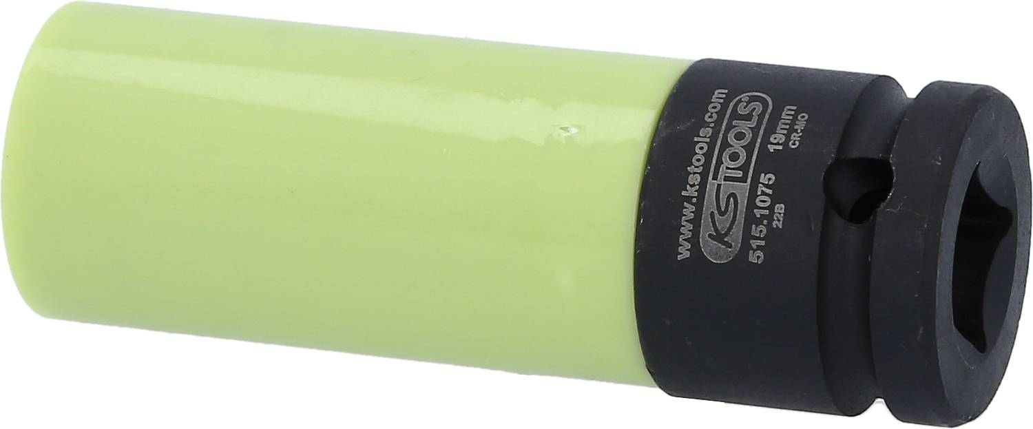 Grüner Steckschlüsseleinsatz mit schwarzem Ende, 18 mm. Geeignet für Kfz-Werkzeuge.