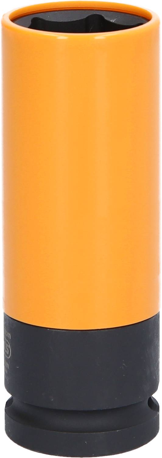 Ein orange-schwarzer zylindrischer Werkzeugaufsatz.