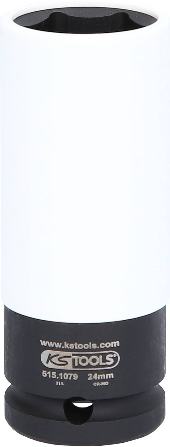 Ein 24 mm Steckschlüssel von KS Tools mit weißem Schlagschutz, Produktnummer 515.1079.