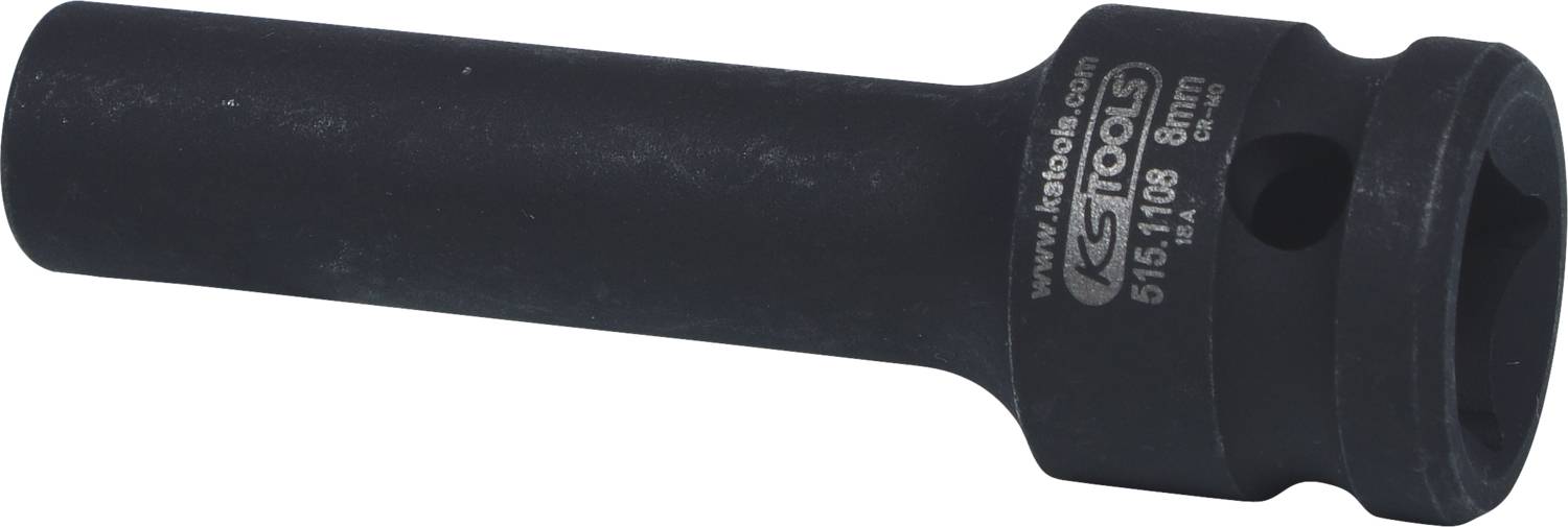 Ein schwarzer 8-mm-Steckschlüssel, hergestellt von KS Tools, aus robustem Metall für mechanische Anwendungen.