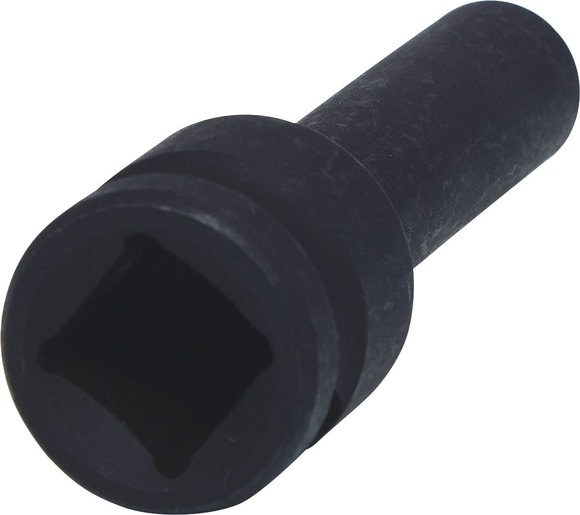 Eine schwarze Stecknuss mit quadratischer Öffnung, die für Schraubarbeiten verwendet wird.