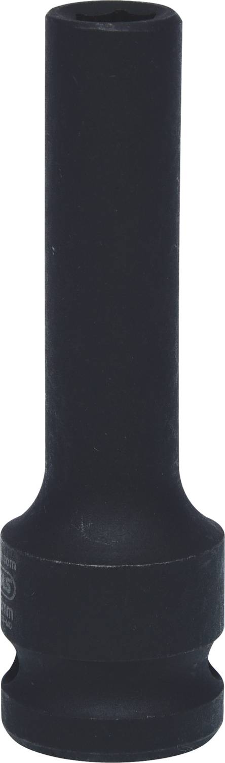 Langer, schwarzer Schraubenschlüsselaufsatz mit sechseckigem Ende, geeignet für tiefer liegende Schrauben oder Muttern.