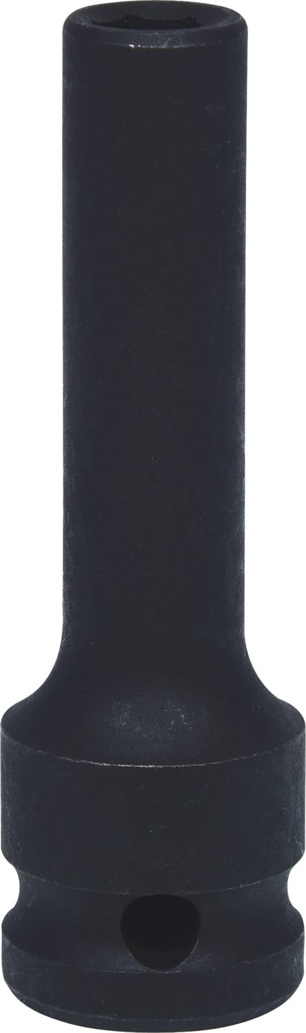 Schwarzer zylindrischer Adapter mit Loch an der Unterseite, verwendet für mechanische oder technische Anwendungen.