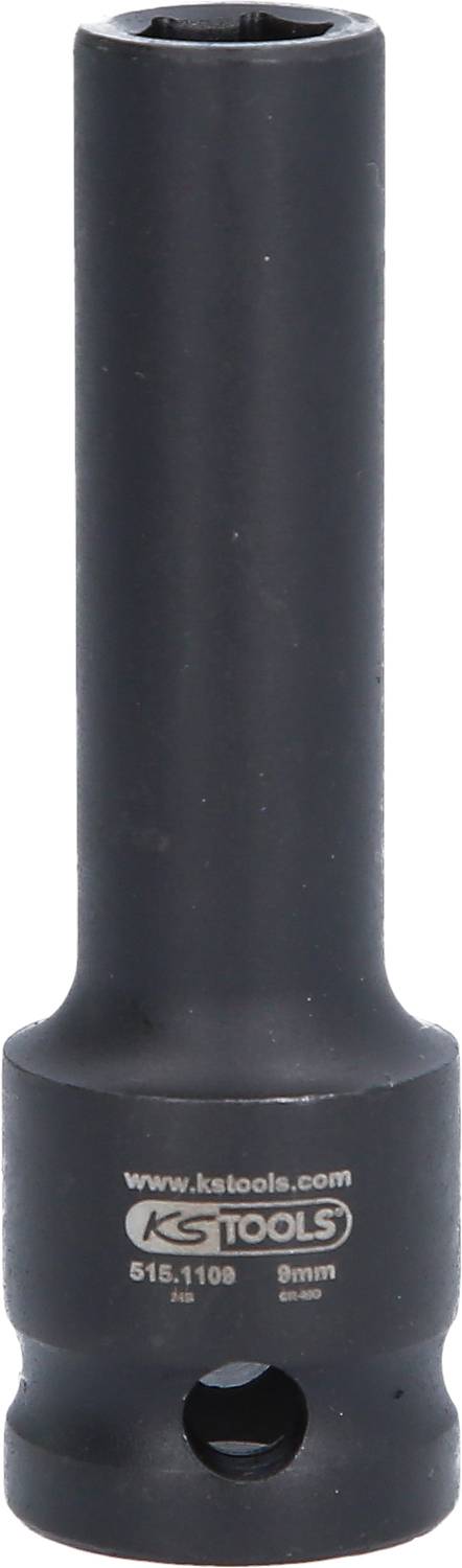 Steckschlüsseleinsatz von KS Tools, 9mm, schwarz, langes Design, geeignet für Schraubarbeiten an schwer zugänglichen Stellen.