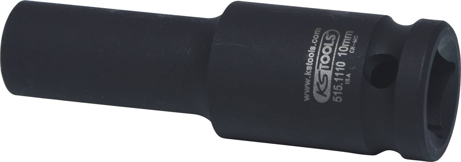 'KS Tools' Kraft-Steckschlüssel mit Aufdruck, geeignet für schwere Arbeiten, zeigt robusten schwarzen Stahlkörper mit runder Form.