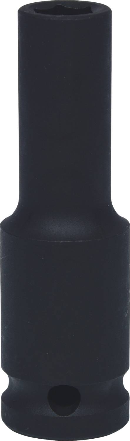 Ein schwarzer Steckschlüsseleinsatz mit zylindrischer Form, geeignet für Reparatur- und Montagearbeiten im Bereich der Fahrzeugmechanik.