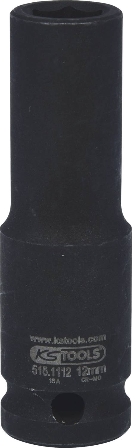 Schwarze 12-mm-Stecknuss von KS Tools aus robustem Material, geeignet für mechanische Arbeiten.
