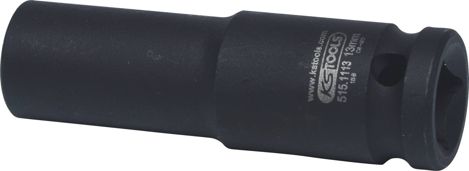 Langer, schwarzer Steckschlüssel mit eingeprägtem Logo und Nummern, geeignet zum Lösen und Befestigen von Schrauben oder Muttern.