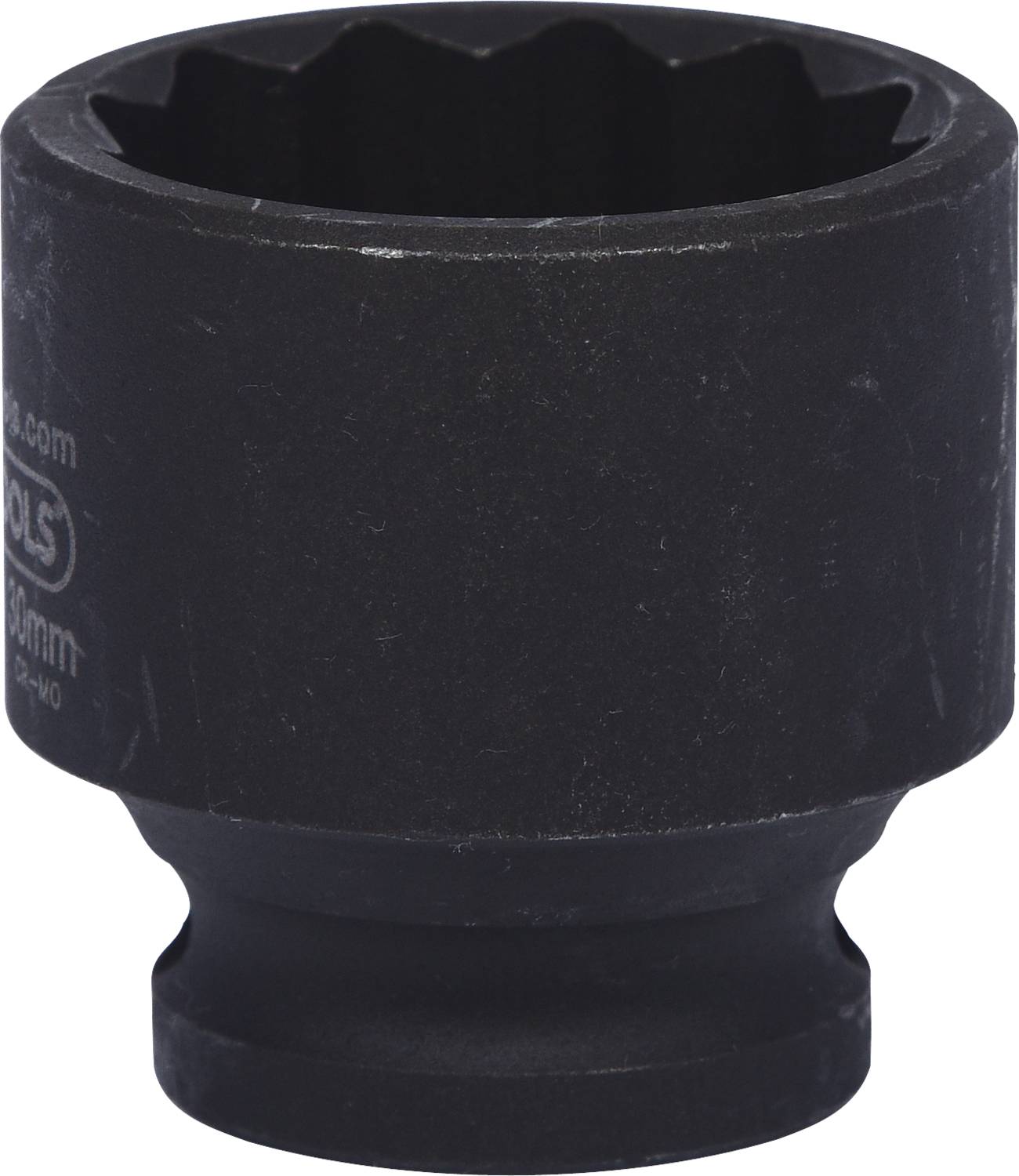 Schwarze Stecknuss mit 6-Kant, ermöglicht das Lösen und Befestigen von Sechskantschrauben oder Muttern, robust und langlebig.