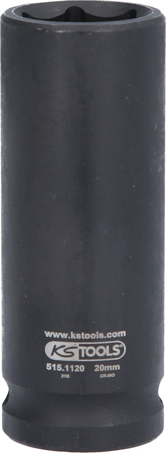 Eine schwarze Stecknuss der Marke KS Tools, Modellnummer 515.1120, mit einer Größe von 20 mm.