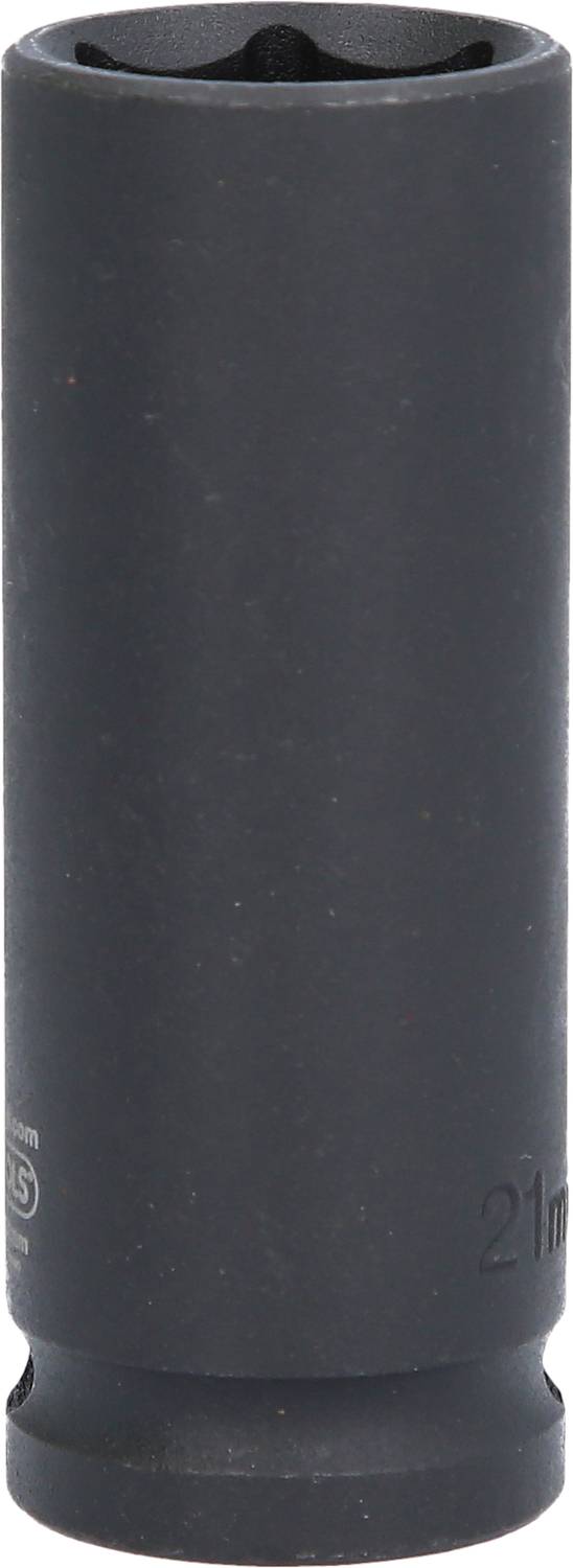 Lange schwarze Nuss für einen Schraubenschlüssel, 21 mm Größe, verwendet zum Drehen oder Lösen von Muttern und Schrauben.