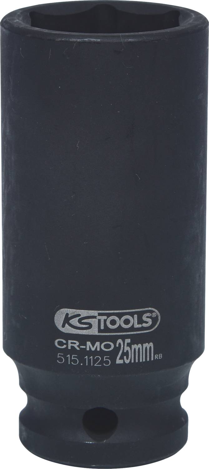 'KS Tools' Steckschlüsseleinsatz, 25 mm, aus CR-MO-Stahl, robustes Design für den Einsatz mit Schlagschraubern geeignet.