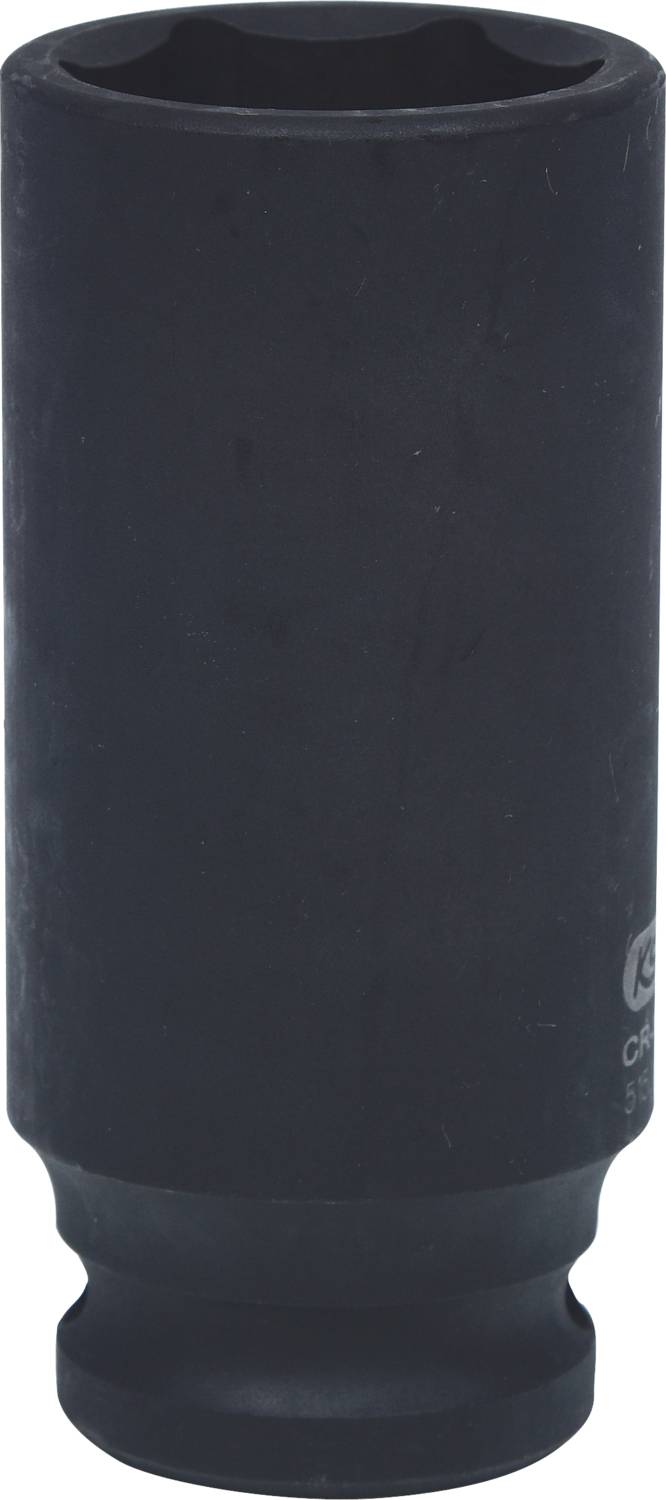 Schwarze, zylindrische Stecknuss, wahrscheinlich für Werkzeuge oder mechanische Anwendungen verwendet.