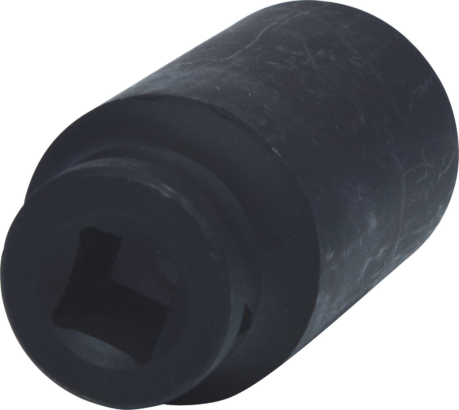 Schwarzer Adapterzylinder mit quadratischer Öffnung für Werkzeuge. Eignet sich für mechanische oder technische Anwendungen.