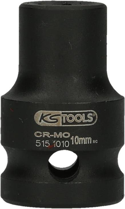 Schwarze Stecknuss von KG TOOLS, CR-MO Material, 10 mm Größe, mit seitlicher Öffnung, geeignet für mechanische Arbeiten.