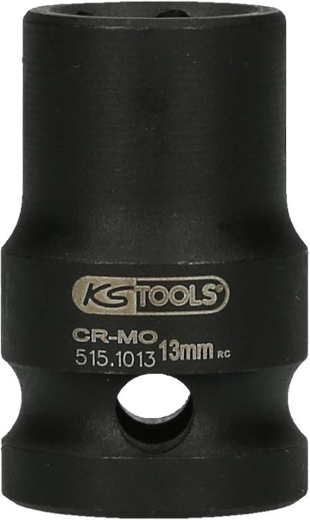 Eine schwarze Stecknuss mit der Aufschrift 'KS Tools CR-MO 13mm', geeignet für mechanische Anwendungen.