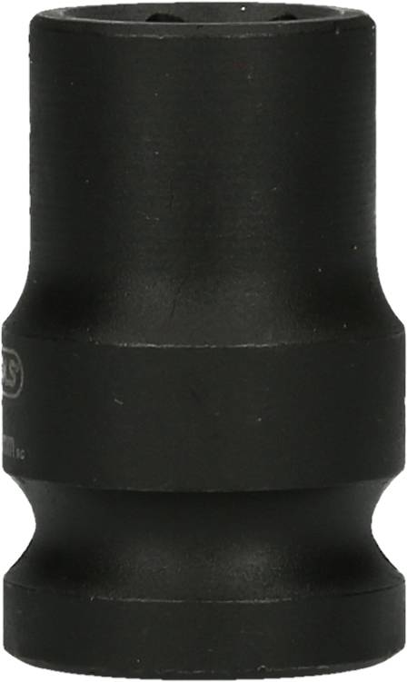 Eine schwarze Stecknuss, die für handwerkliche Arbeiten verwendet wird, ist abgebildet. Sie hat eine zylindrische Form.