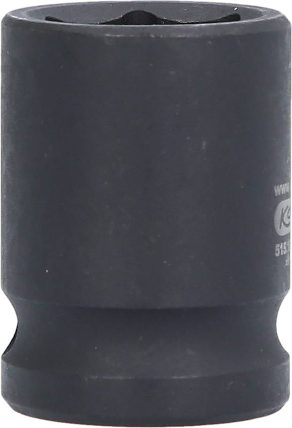 Ein schwarzer Steckschlüsseleinsatz, zylindrisch geformt, aus robustem Material, wahrscheinlich für Werkzeuge oder mechanische Anwendungen.