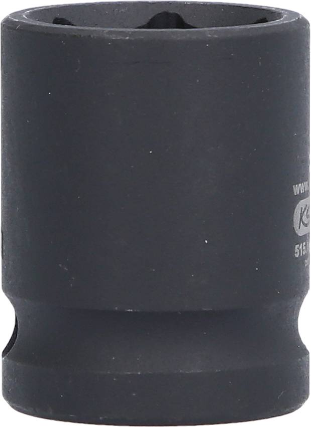 Nahaufnahme einer schwarzen Stecknuss. Zylindrische Form mit sechskantiger Öffnung, verwendet für Schraub- und Reparaturarbeiten.