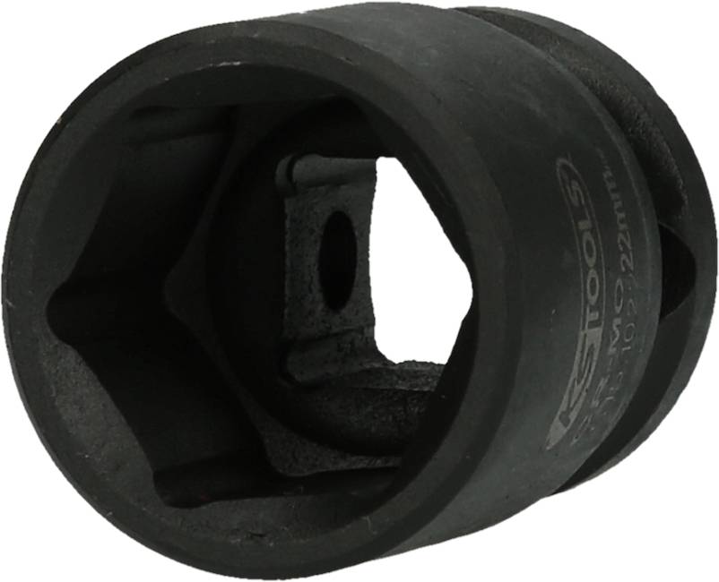 Stecknuss mit Kunststoffbeschichtung, innen sechskantig, seitlich Loch zur Befestigung, geeignet für 22 mm Schrauben.