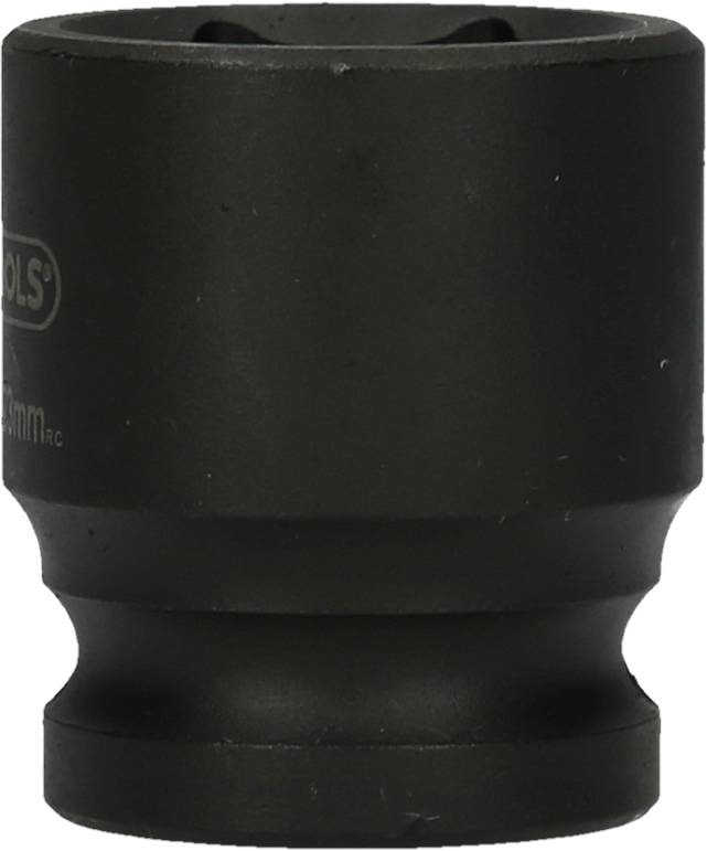 Schwarzer Steckschlüsselaufsatz aus Metall, zylindrische Form, genutzt für Schraubarbeiten.