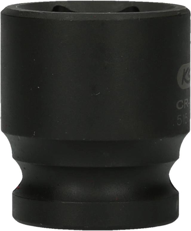 Ein schwarzer Steckschlüsselaufsatz, zylindrisch geformt, verwendet in der Mechanik für Schrauben und Muttern.