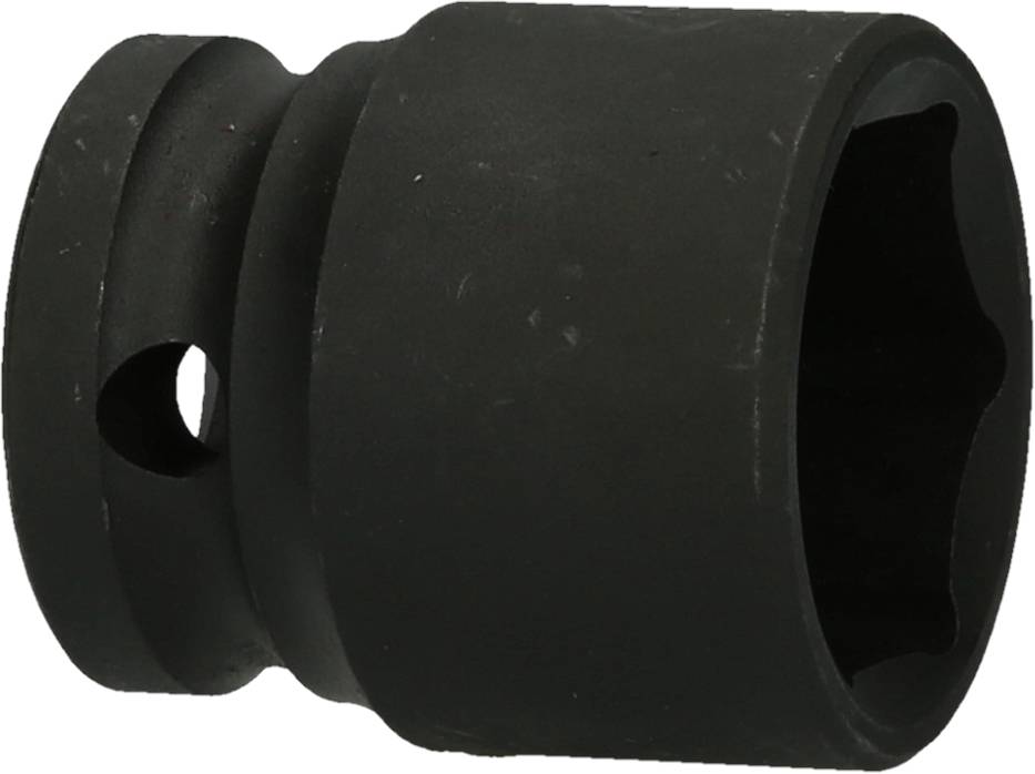 Schwarzer Steckschlüssel, zylindrische Form mit sechseckiger Öffnung, Loch an der Seite, verwendet für mechanische Zwecke.