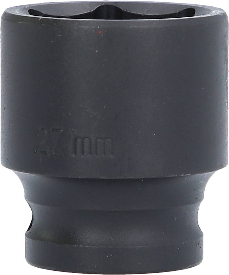 Ein schwarzer Steckschlüsselaufsatz in der Größe 27 mm.