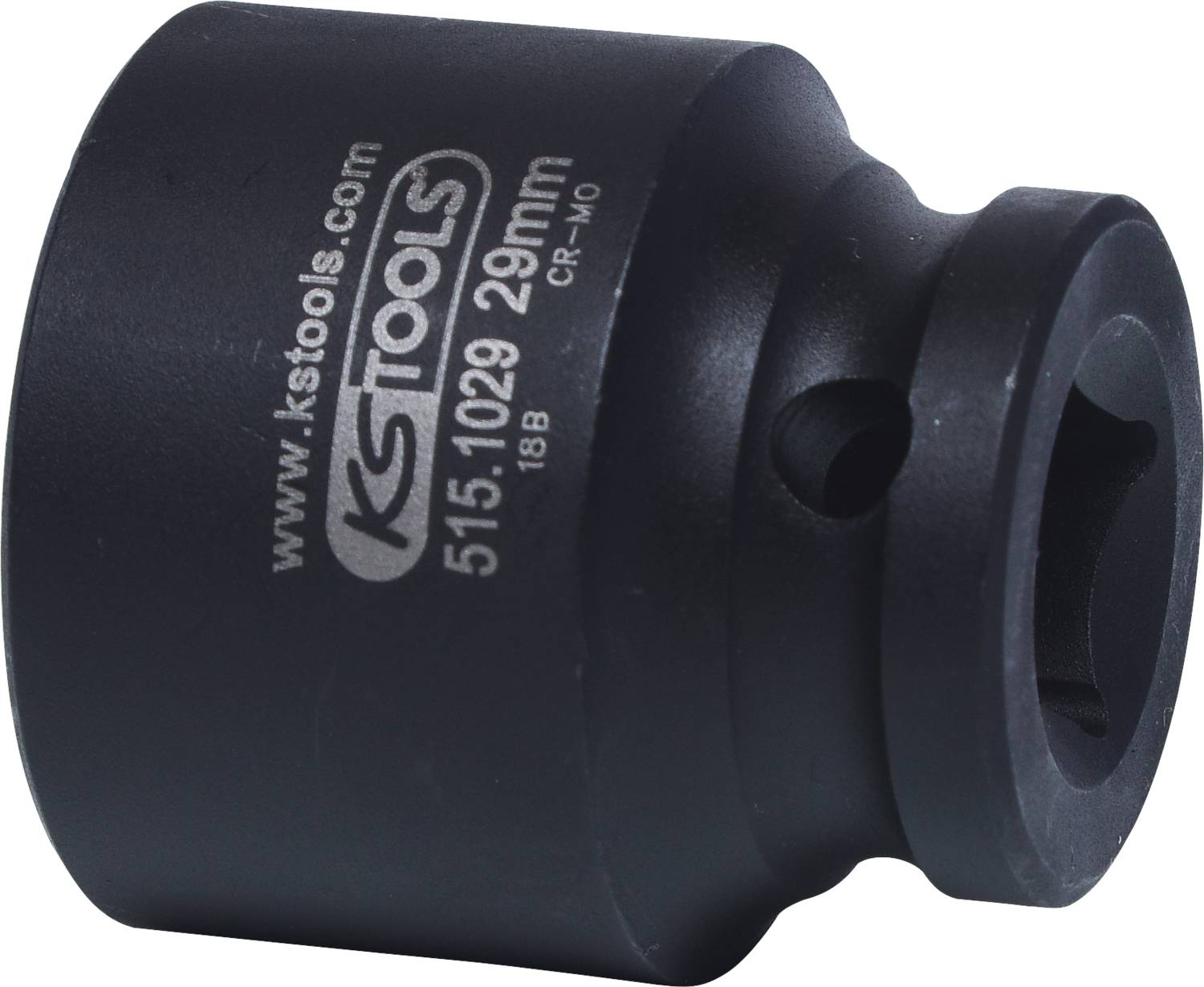 Stecknuss, 29 mm, schwarz, mit Aufschrift: 'www.kstools.com 515.1029 29mm CR-MO'. Werkzeug für Schraubarbeiten.