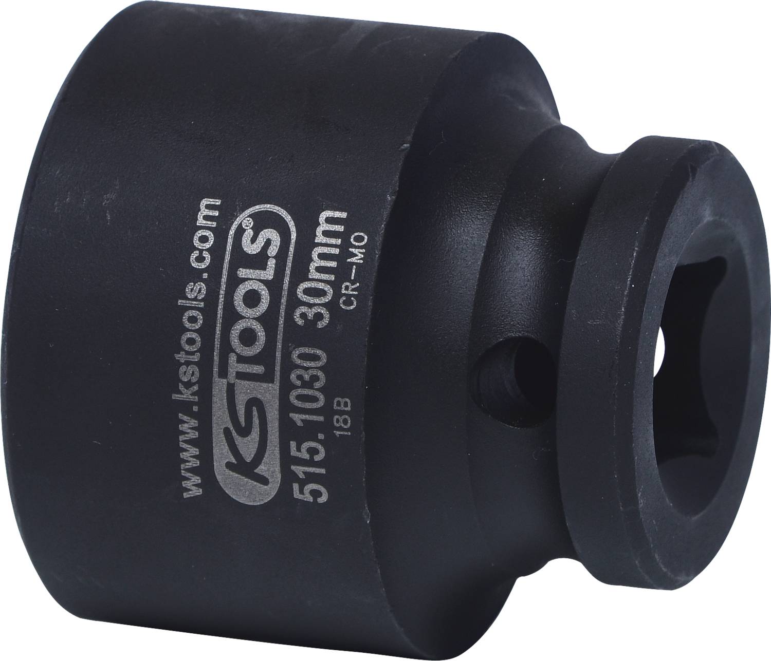 Schwarze Stecknuss, 30 mm, von 'KSTOOLS', mit Innenvierkant, robustes Material. Hauptsächlich für Drehmomentschlüssel verwendet.