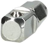Sechskant-Stahlmutter mit Gewinde, silberfarben, verwendet zum Verbinden von Metallteilen oder als Befestigungszubehör in Maschinen.