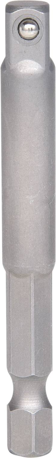 Metalladapter mit sechseckiger Basis und einem runden, kugelgelagerten Kopf oben. Geeignet zum Befestigen von Werkzeugen.