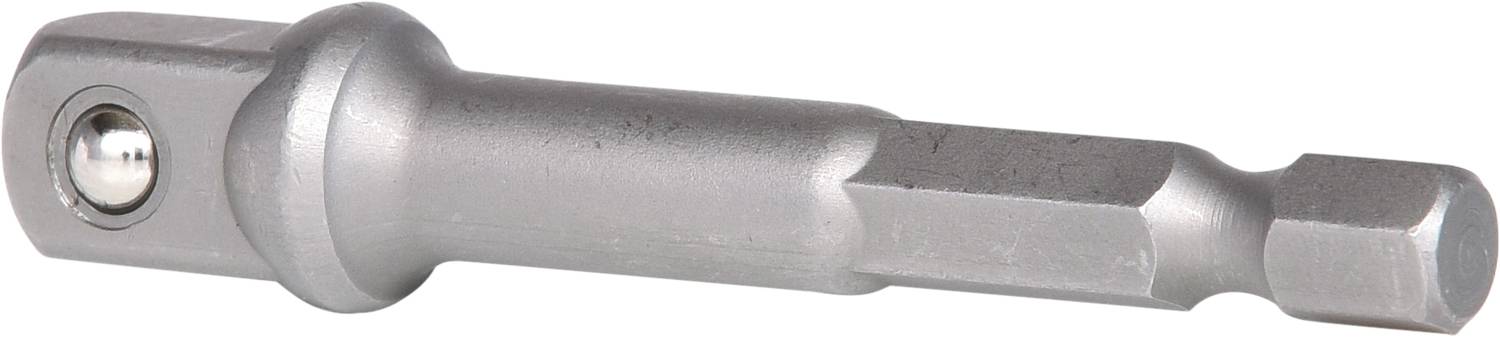 Metalladapter mit sechseckigem Schaft und rundem Kugellager auf der linken Seite. Verwendet zum Befestigen von Werkzeugaufsätzen.