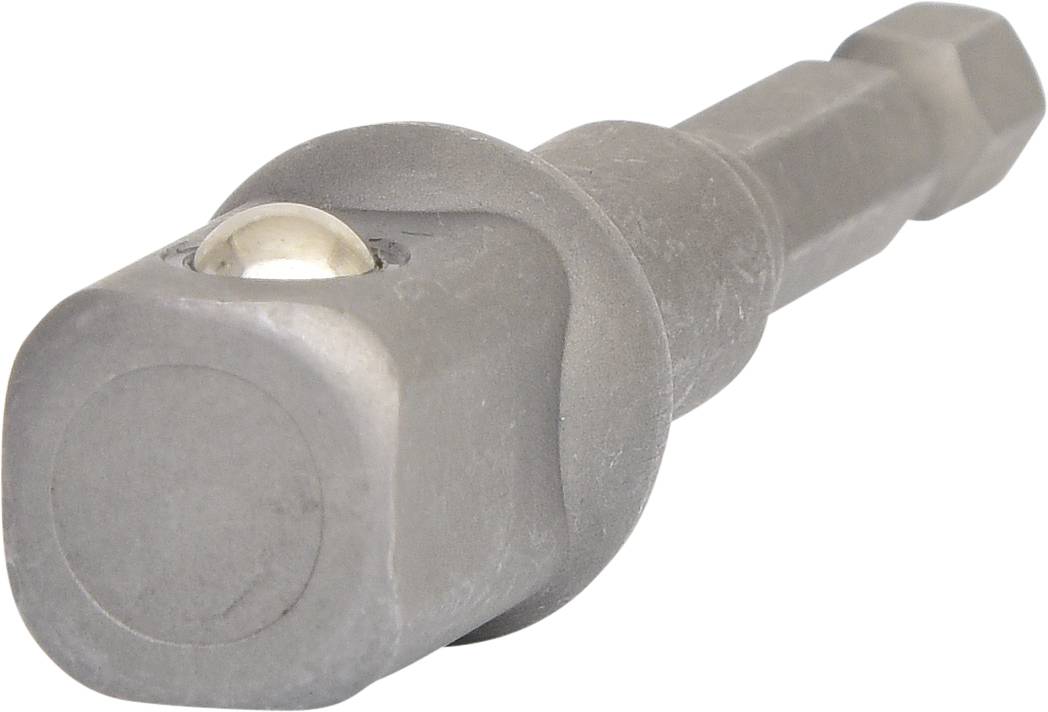 Grauer Steckschlüsseladapter mit Vierkanteinsatz, verwendet für die Verbindung eines Schraubenschlüssels mit einem Schraubenzieherkopf.